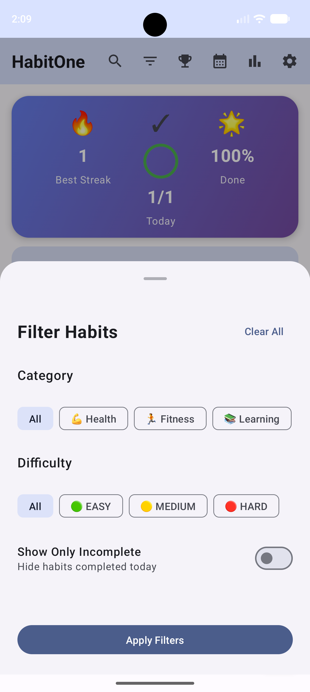 Flexible schedule options in HabitOne